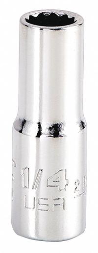 PROTO Socket: SAE, 1/4 in Drive Size, 1/4 in Socket Size, 12-Point, Std, Chrome, Not Tether Capable (MPN J4708N). Key specifications — attr1204417: PROTO; attr1204392: Chrome.