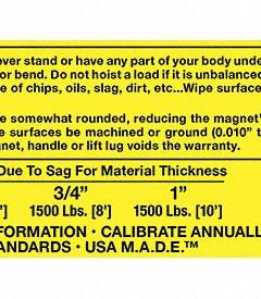 MAG-MATE Replacement Capacity Sticker: 900189, Below-the-Hook Lifting Magnets. Key specifications — Brand: MAG-MATE; Manufacturer Part Number: 900189; Product Type: Capacity Sticker.