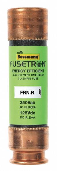 BUSSMANN Fuse: Class RK5, FRN-R Series, Time-Delay, 2.8 A, 250 V AC, 125 V DC, Non-Indicating (MPN FRN-R-2-8/10). Key specifications — Series: FRN-R.