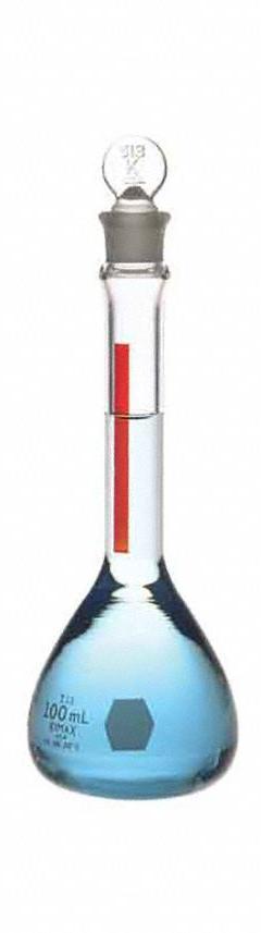 KIMBLE Volumetric Flask: 50 mL, Colorless, Conical, A, +/-0.05 mL, Includes Closure (MPN 28013-50). Key specifications — Shape: Conical; Tolerance: +/-0.05 mL; Body Color: Colorless; Brand: KIMBLE; Compatible with Stopper Size: 9; USP Specification: Type I.