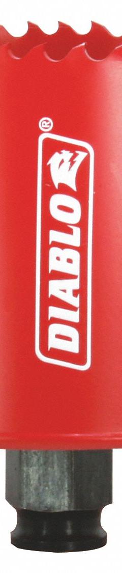 DIABLO Hole Saw: 3 1/2 in Saw Dia., 4 Teeth per Inch, 2 3/8 in Max. Cutting Dp, Bi-Metal (MPN DHS3500). Key specifications — attr1098070: 4; attr1098087: DIABLO; attr1098073: Snap-Lock Plus™.