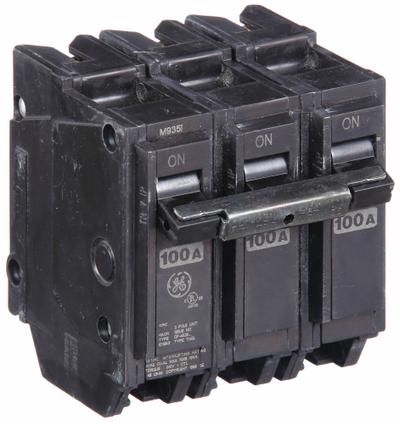 GE Miniature Circuit Breaker: THQL, 100 A, 120/240V AC, Three Phase, 10kA at 120/240V AC - THQP, THQL & THHQL Series, Plug-In GE Miniature Circuit Breakers