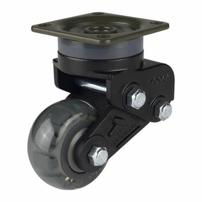 FOOT MASTER Plate Caster: Swivel, Polyurethane, 50 mm Wheel Dia, 23 mm Wheel Wd - Shock-Absorbing AGV & AMR Plate Casters