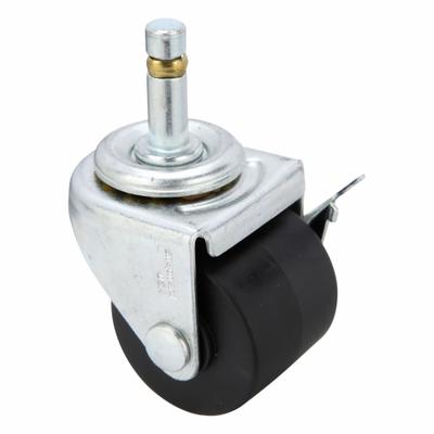 SHEPHERD CASTER Stem Caster: Swivel, Side Brake, 2 in Wheel Dia., 1 13/16 in Wheel Wd - Low-Profile Friction-Ring Stem Casters