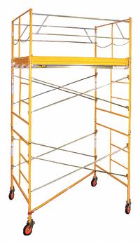 BIL-JAX Scaffold Tower: Aluminum/Steel/Wood, 2 ft to 11 ft, 120 in x 57 in, 2,000 lb Load Capacity (MPN 6004C-10X10RT). Key specifications — Brand: BIL-JAX; Height Adjustability: Fixed Height; Included Components: Outriggers.