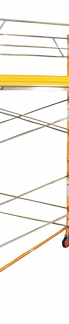 BIL-JAX Scaffold Tower: Aluminum/Steel/Wood, 2 ft to 11 ft, 120 in x 57 in, 2,000 lb Load Capacity (MPN 6004C-10X10RT). Key specifications — Brand: BIL-JAX; Height Adjustability: Fixed Height; Included Components: Outriggers.