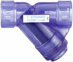 HAYWARD Y Strainer: 1 in, Socket, Mesh, 0.0313 in Screen Size, PVC, FPM, 4 5/8 in Ht, 5 1/4 in Lg (MPN YS00100S). Key specifications — Brand: HAYWARD; Seal Material: FPM; Manufacturer Part Number: YS00100S; Screen Material: PVC.