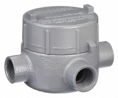 HUBBELL KILLARK Conduit Outlet Body: Iron, GE, 1/2 in Trade Size, X Body - X, XAT and XTF Round Body - Cross Type