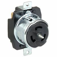 HUBBELL Locking Receptacle: Non-NEMA, Black, 250V AC, 50 A Current Rating, 3 Poles, 4 Wires (MPN CS8369). Key specifications — Brand: HUBBELL.