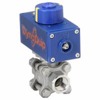 DYNAQUIP CONTROLS Pneumatically Actuated Two-Way Ball Valve: 1/2 in, Stainless Steel, FNPT x FNPT (MPN P3S23AJDA032A). Key specifications — Brand: DYNAQUIP CONTROLS; Pilot Solenoid Voltage: 115V AC.
