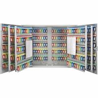Key Cabinet: 600 Key Capacity, Single Key Lock, Steel, Gray, 22 in Ht, 28 3/4 in Wd, 8 in Dp (MPN CB12700). Key specifications — Brand: BARSKA; Finish: Matte; Includes Key Tags: Includes Key Tags; Includes Mounting Hardware: Mounting Hardware Included; Color: Gray; Mounting Location: Wall; Material: Steel.
