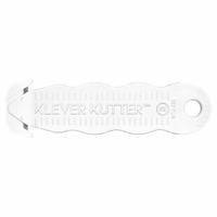 KLEVER Hook-Style Safety Cutter: 4 5/8 in Overall Lg, Contoured Handle, Textured, White, 10 PK (MPN KCJ-1SSWX). Key specifications — attr307620: White; attr307617: Contoured; attr307618: Textured; attr307619: Stainless Steel; attr307627: NSF Certified; attr324885: KLEVER.