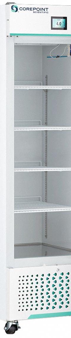 COREPOINT SCIENTIFIC Medical and Lab Refrigerator: 23 cu ft, Upright, 1°C to 10°C, Swing Glass (MPN NSWDR231WWG/0). Key specifications — Door Opening Style: Right; Color: White; Alarm Type: Temperature; Manufacturer Part Number: NSWDR231WWG/0; Brand: COREPOINT SCIENTIFIC; Product Type: Medical and Lab Refrigerator; Door Type: Swing Glass; Refrigerant Type: R-290.