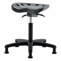 Tractor Stool: Polyurethane, Ht Range 19 in to 26 1/2 in, 17 in Seat Wd, 14 in Seat Dp, 5 Glides (MPN PTMBSO-RG-NF-RG-BLK). Key specifications — Brand: APPROVED VENDOR; Foot Support: No; Base Material: Fiberglass; ESD-Safe: Not ESD Safe; Number of Casters: 0.