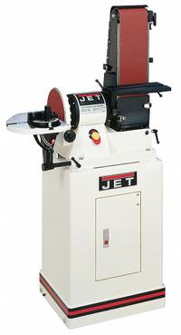 JET Belt and Disc Sander: For Wood, 115 V, Single-Phase, 3/4 hp, 6 in x 48 in Belt, 9 in Disc, 90° (MPN 708597K). Key specifications — attr564072: Single-Phase; attr650959: Wood; attr564036: JET.