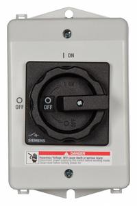 SIEMENS Safety Switch: Non-Fusible, 30 A, Three Phase, Non-Metallic (MPN 3LD22640TB510US2). Key specifications — Environment: Indoor/Outdoor; Phase: Three; Handle Color: Black; Housing Material: Plastic; Standards: CCC; Brand: SIEMENS; For Environment: Indoor Rated.