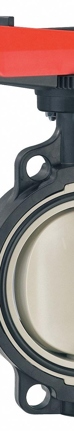 GEORG FISCHER Butterfly Valve: 2 1/2 in Pipe Size, Concentric, 145 psi Max. Pressure (CWP), Wafer, 9 (MPN 167567023). Key specifications — Brand: GEORG FISCHER; Handle Type: Lever; Disc Material: Polypropylene.