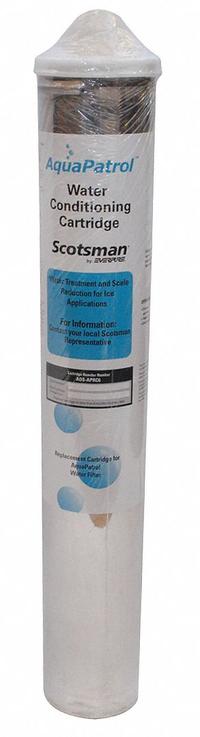 SCOTSMAN Quick-Connect Water Filter: 5 micron, 2 gpm, 15 in Overall Ht, 3 1/4 in Overall Dia (MPN APRC1-P). Key specifications — Brand: SCOTSMAN; Reduces: Scale.