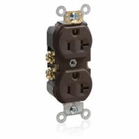 LEVITON Receptacle: Duplex, 5-20, Brown, 125V AC, 20 A, 2 Pole / 3 Wire (MPN BR20)