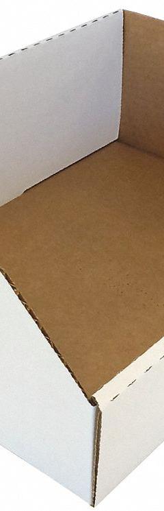 PACKAGING CORPORATION OF AMERICA Corrugated Shelf Bin: 9 in Overall Lg, 12 in x 4 1/2 in, White (MPN BIN 12-9). Key specifications — Brand: PACKAGING CORPORATION OF AMERICA; % Recycled Content: 30-45%; Manufacturer Part Number: BIN 12-9; Includes Dividers: Dividers Not Included; Electrostatic Discharge: Not Electrostatic Discharge Conductive.