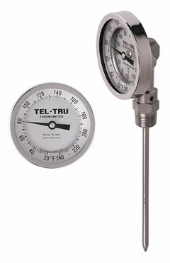 TEL-TRU Dial Thermometer: 50°F to 500°F, +/- 1% Accuracy, 24 in Stem Lg, Fahrenheit (MPN BC550R-2464). Key specifications — Temperature Units: Fahrenheit; Accuracy: +/- 1%; Brand: TEL-TRU.