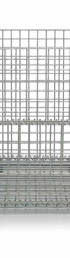NASHVILLE WIRE Collapsible Bulk Container: 5 cu ft, 20 in x 32 in x 21 in, Lid Not Included, Silver (MPN JR1). Key specifications — Brand: NASHVILLE WIRE; Stackable: Stacking Capable; Shape: Rectangular; Runner Location: None; Fork Entry: 4-Way Entry; Container Wall Type: Vented; Mobility: Stationary; Collapsible: Collapsible.