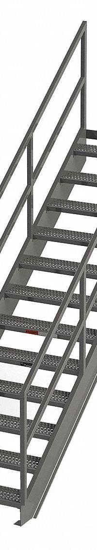 APPROVED VENDOR Portable Stairs: 10.6 ft Overall Ht, Steel, 500 lb Load Capacity, Serrated, 12 Steps (MPN IS91-36). Key specifications — Color: Gray; Brand: APPROVED VENDOR.