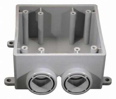 CANTEX Electrical Box: PVC, Rectangular, 2 Gangs, 1 in Hub Size, 36.3 cu in Capacity - PVC & Non-Metallic Weatherproof Electrical Boxes