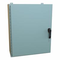 HAMMOND Enclosure: Steel, 36 in x 30 in x 12 in, NEMA 12/13/3R/4, Solid Cover, Hinged (MPN HW363012GYHK). Key specifications — Closure Method: Handle; Brand: HAMMOND; Knockouts: Not Included.
