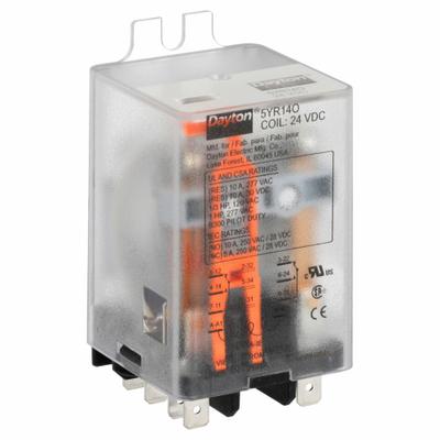 Dayton Flange Mount Relay: Surface (Side Flange) Mounted, 24V DC, DPDT - Surface-Mounted Relays