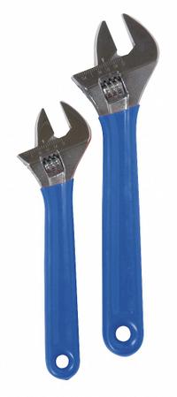 WESTWARD Adjustable Wrench Set: Alloy Steel, Chrome, 1 in_1 1/8 in Jaw Capacity, Cushion Grip Grip (MPN 1NYD3). Key specifications — attr309359: Chrome; attr309363: 8 in to 10 in; attr324924: WESTWARD; attr309358: Alloy Steel.