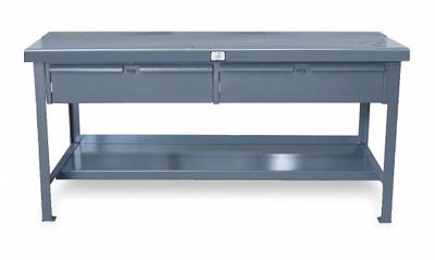 STRONG HOLD Workbench: Fixed Ht, Steel, 48 in x 30 in, 5,500 lb Overall Load Capacity - Workbenches with Drawers & Lower Shelves