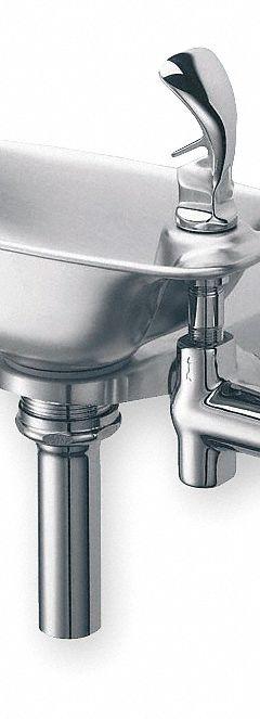 HALSEY TAYLOR Drinking Fountain: On-Wall, 12 3/4 in Ht, 11 in Dp, 12 in Overall Wd, Stainless Steel (MPN 74045405001). Key specifications — Housing Color: Silver; Brand: HALSEY TAYLOR; Vandal Resistant: Not Vandal Resistant; Housing Material: Stainless Steel; Refrigeration: Non-Refrigerated.