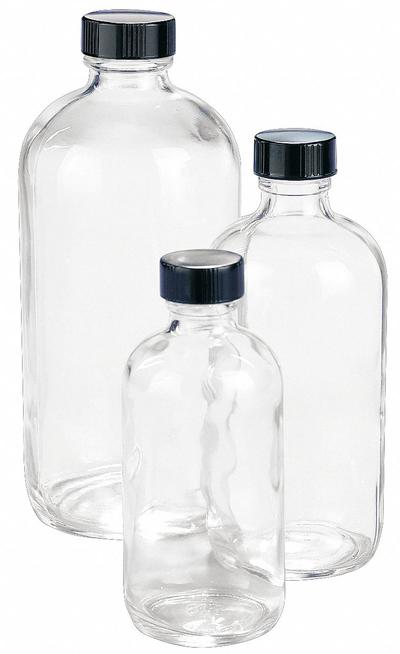 KIMBLE Storage Bottle: 30 mL, Colorless, 20-400 mm, No Closure, 48, No Closure - Clear Narrow Mouth Round Glass Lab Bottles