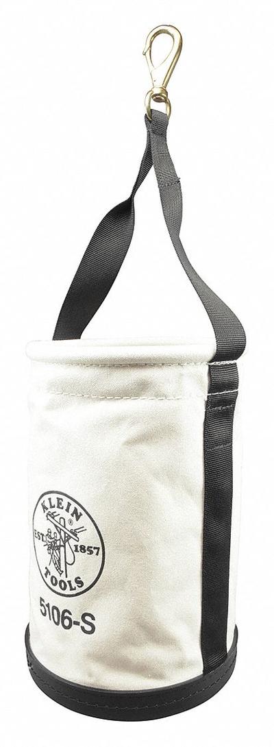 KLEIN TOOLS Bucket Bag: 14 in H, Off-White, Canvas, 0 Pockets - Canvas Bucket Bags