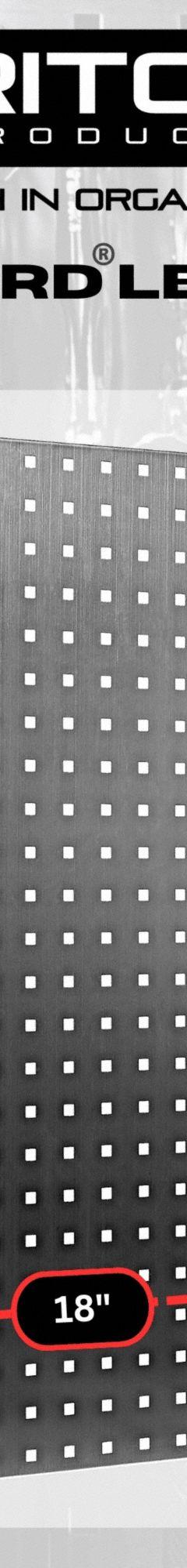 TRITON PRODUCTS Pegboard Panel Kit: Square, 3/8 in Peg Hole Size, 36 in x 18 in x 9/16 in, Silver (MPN LB18-SKit). Key specifications — Material: Stainless Steel; Finish: Brushed; Peg Hole Shape: Square; Includes: Curved Hooks: (3) 2; Color: Silver; Brand: TRITON PRODUCTS.