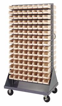 QUANTUM STORAGE SYSTEMS Mobile Louvered Floor Rack: 36 in x 24 in x 72 in, 240 Bins Included, Ivory (MPN QMD-36H-220IV). Key specifications — Bin Width: 4-1/8 in; Color: Gray; Caster Wheel/Configuration: (2) Rigid; Caster Wheel/Tread Material: Hard Rubber; Bin Color: Ivory; Bin Depth: 7-3/8 in; Bin Height: 3 in; Brand: QUANTUM STORAGE SYSTEMS.