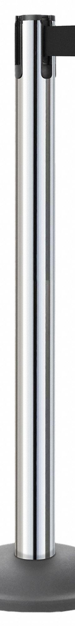 LAVI Barrier Post with Belt: Black, No Pattern, No Legend, 10 ft Belt Lg, Silver, 10 ft x 2 in (MPN 26-20400CL/BK/KIT). Key specifications — Base Material: Cast Iron; Belt Color: Black; Brand: LAVI; Post Material: Steel; Post Color: Silver; Message: No Legend.
