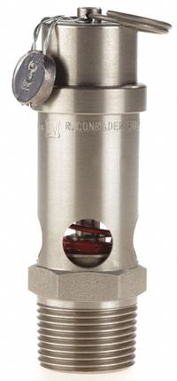 CONRADER Safety Valve: Soft Seat, 3/4 in (M)NPT Inlet (In.), 175 psi Preset Setting (PSI), Viton (MPN SRV530-3/4-V-SS-175). Key specifications — attr291993: Soft Seat; attr291998: Stainless Steel; attr292007: Viton; attr292009: Stainless Steel; attr294753: CONRADER.