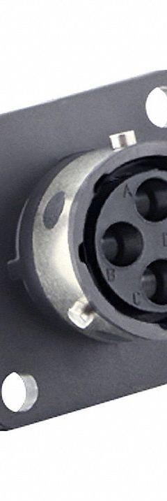 SOURIAU Electrical Connector: Trim Trio UTGX 10, Square Flange Receptacle, 4 Contacts, 10 A, 500V (MPN UTGX0104S). Key specifications — attr1043586: 30 AWG to 14 AWG; attr1043574: Contacts Not Included; attr1020114: SOURIAU; attr1043080: 1/3 Bayonet; attr1043085: IP68; attr1043079: Trim Trio UTGX; attr1043575: Female; attr1043093: 500V.