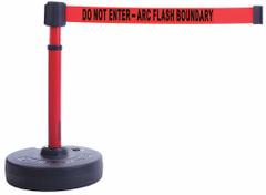 BANNER STAKES Barrier Post with Belt: Red, No Pattern, Do Not Enter - Arc Flash Boundary, Red (MPN PL4097). Key specifications — attr981465: Red; attr981461: BANNER STAKES; attr981443: Red; attr981449: Do Not Enter - Arc Flash Boundary; attr981448: Black.