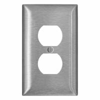 LEVITON Wall Plate: Duplex Outlet, 1 Gang, Midsize Size (MPN SSJ8-C40). Key specifications — Brand: LEVITON; Material: Stainless Steel.