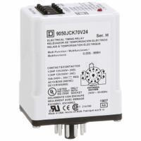 SCHNEIDER Multi-Function Time Delay Relay: Socket Mounted, 240V AC, 10 A, 11 Pins/Terminals (MPN 9050JCK70V24). Key specifications — Contact Rating (AC): 10 A @ 120/240V; Delay Function: One Shot; Mounting Style: Plug-In; Input Voltage: 240V AC; Brand: SCHNEIDER.