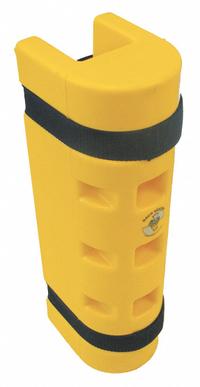 RACK SENTRY Pallet Rack Guard: Strap-On, On Upright, 3 1/4 in x 5 1/4 in x 18 in, Thermoplastic (MPN RS80). Key specifications — Brand: RACK SENTRY; Mounting Location: On Upright; Includes: (2) Straps; Color: Yellow; Material: Thermoplastic.