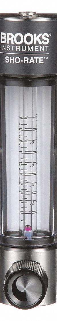 BROOKS Mechanical Flowmeter: Flow Meter, Scale, Variable Area, Panel Mount, Vertical, Liters, FNPT (MPN 1250AD6042ALSVV). Key specifications — Display Type: Scale; O-Ring Material: Viton; Includes Flow Rate Adjustment Knob: Yes; Includes Pressure Guage: No; Mounting Orientation: Vertical; Unit Of Measure: Liters; Brand: BROOKS; Accuracy: +/-5%.