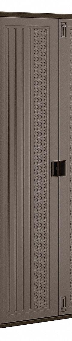 SUNCAST Storage Cabinet: 40 in x 20 1/4 in x 80 1/4 in, Recessed Pull Handle & Padlock Hasp, Frame (MPN BMC8000). Key specifications — Cabinet Color: Platinum/Slate; Base Type: Frame; Assembled: Unassembled; Mobility: Stationary; Adjustable Shelves: (3) Adjustable; Cabinet Material: Resin; Brand: SUNCAST; Cabinet Style: Shelves.