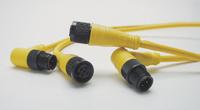 Cordset: M12 Male Right Angle X Bare Wire, 4 Pins, Yellow, PVC, 10 m Cable Lg, 4 A Max Current (A) (MPN 804007A09M100). Key specifications — Cable Jacket Color: Yellow; End 1 Gender: Male; End 1 Mounting Orientation: Right Angle; End 2 Connection Type: Bare Wire; IP Rating: IP68; Brand: BRAD HARRISON; NEMA Rating: 6P; Wire Size: 22 AWG.