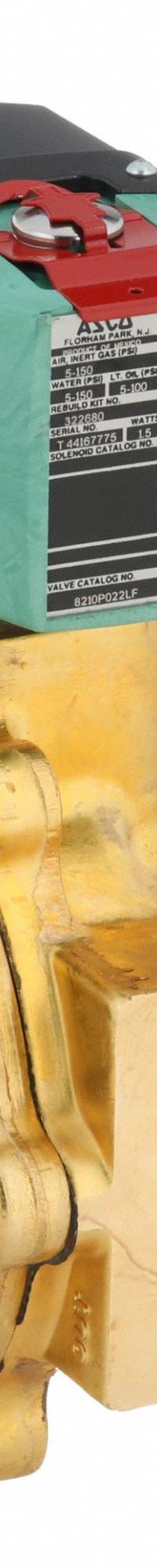 REDHAT Solenoid Valve: 2-Way, Normally Closed, 1 1/2 in Pipe Size, 24 to 120V AC/DC, Watertight (MPN 8210P022LF 24-120). Key specifications — Pipe Size: 1-1/2 in; Voltage: 24 to 120V AC/DC; Brand: REDHAT; Coil Enclosure: Watertight.