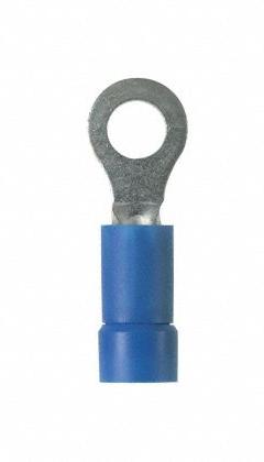 PANDUIT StrongHold(TM) EV14-14RB-Q Ring Terminal: Blue, Vinyl Insulation, 1/4 in Stud Size, 600 V. Key specifications — attr1308027: PANDUIT; attr1356513: EV14; attr1356587: Funnel Entry.