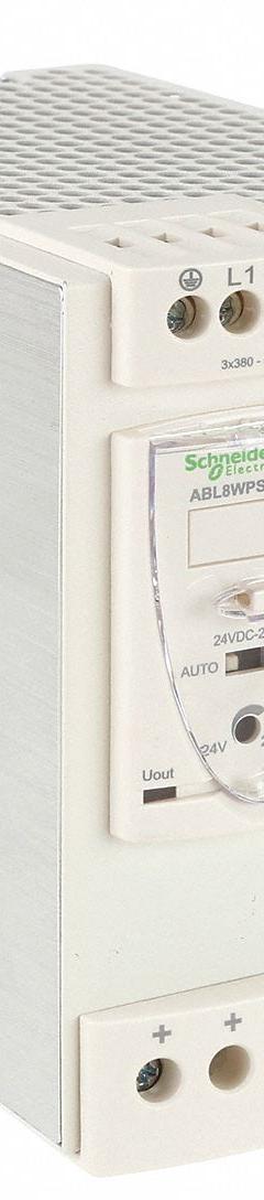 SCHNEIDER ELECTRIC DC Power Supply: DIN Rail, 480 W Output Power - Rated, 20 A Current - Output (MPN ABL8WPS24200). Key specifications — attr1044898: Three; attr1044874: Plastic; attr1044879: 380 to 500V AC; attr211400: SCHNEIDER.